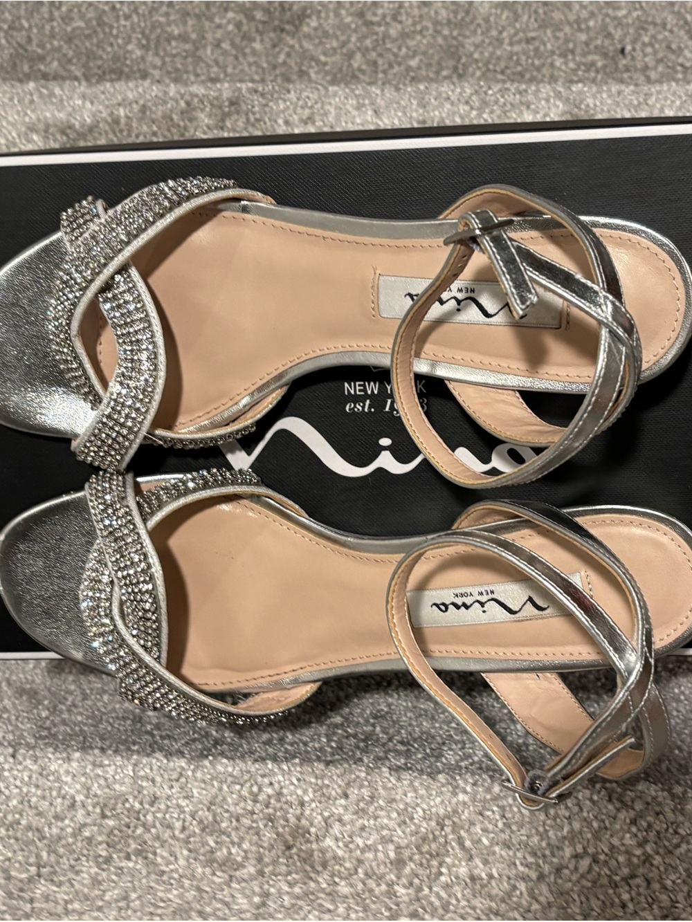 Nina Silver Crystal Strappy Dress Sandals - Picture 8 of 10
